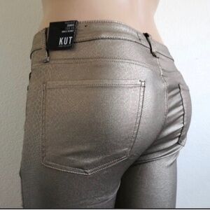 KUT from the KLOTH Jeans Fab AB Ankle Skinny Metallic Bronze Plus Size 16 NWT